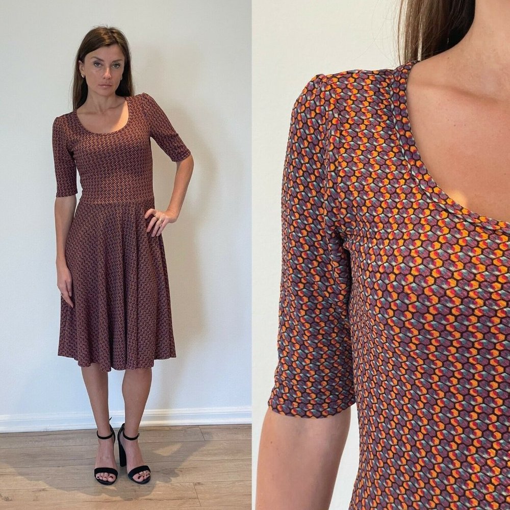 LuLaRoe Multicolor Skater Midi Dress S